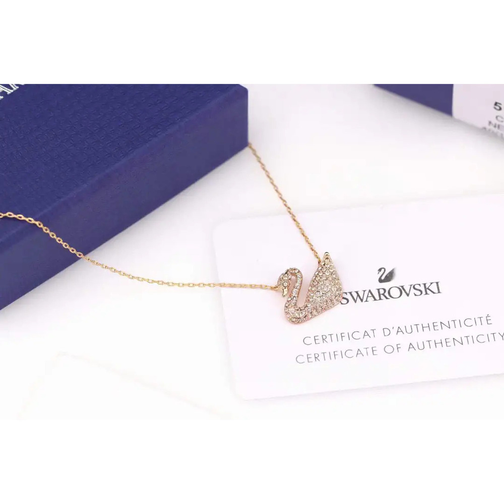 Swarovski classic rose gold swan necklace